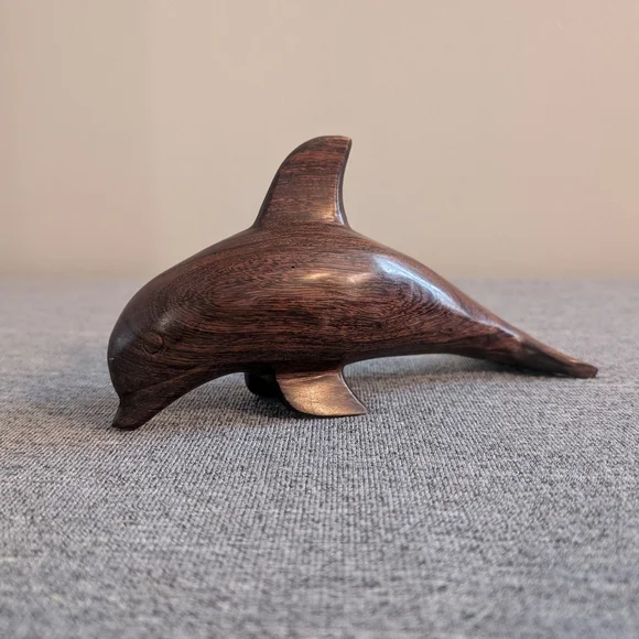 Vintage Ironwood Hand Carved Wooden Dolphin Sculpture, Figurine - Picture 2 of 3